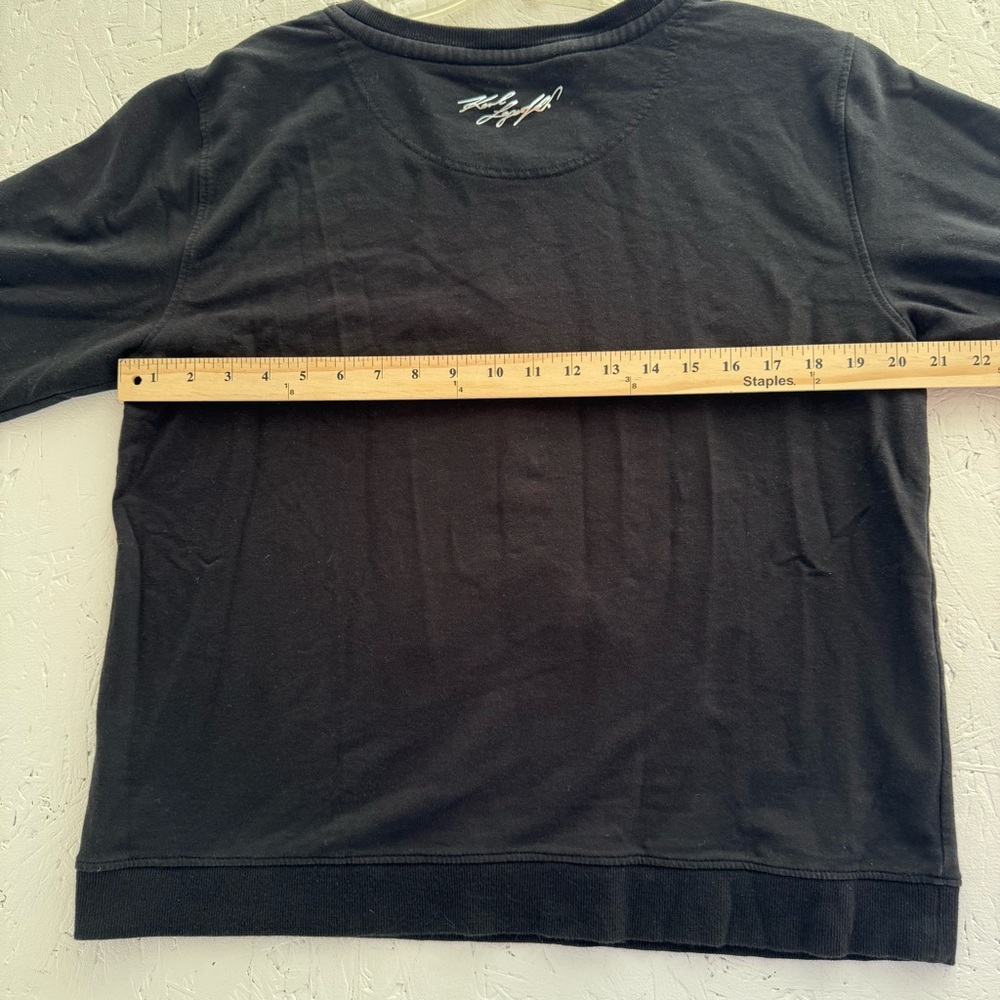 Karl Lagerfeld Black Tee with Sequined Eiffel Tower Size Large Long Sleeve - Picture 7 of 8